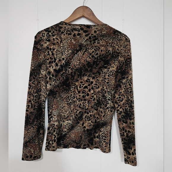YM Yvonne Marie, Division of Selene, Vintage Brown & Black Animal Print Top - Picture 4 of 6